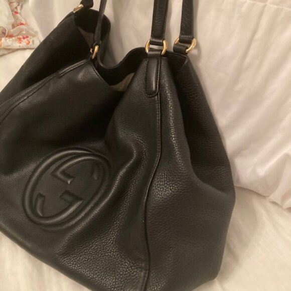 SOHO Gucci Black Largest SOHO Pebble Leather Shoulder Handbag - Picture 5 of 16